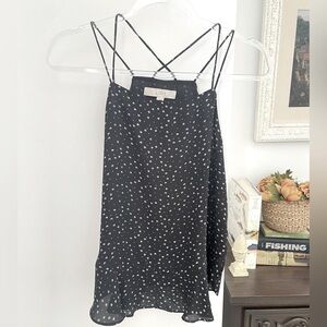 Ann Taylor LOFT Strappy Cami-Shell Blouse black white floral size small NWOT